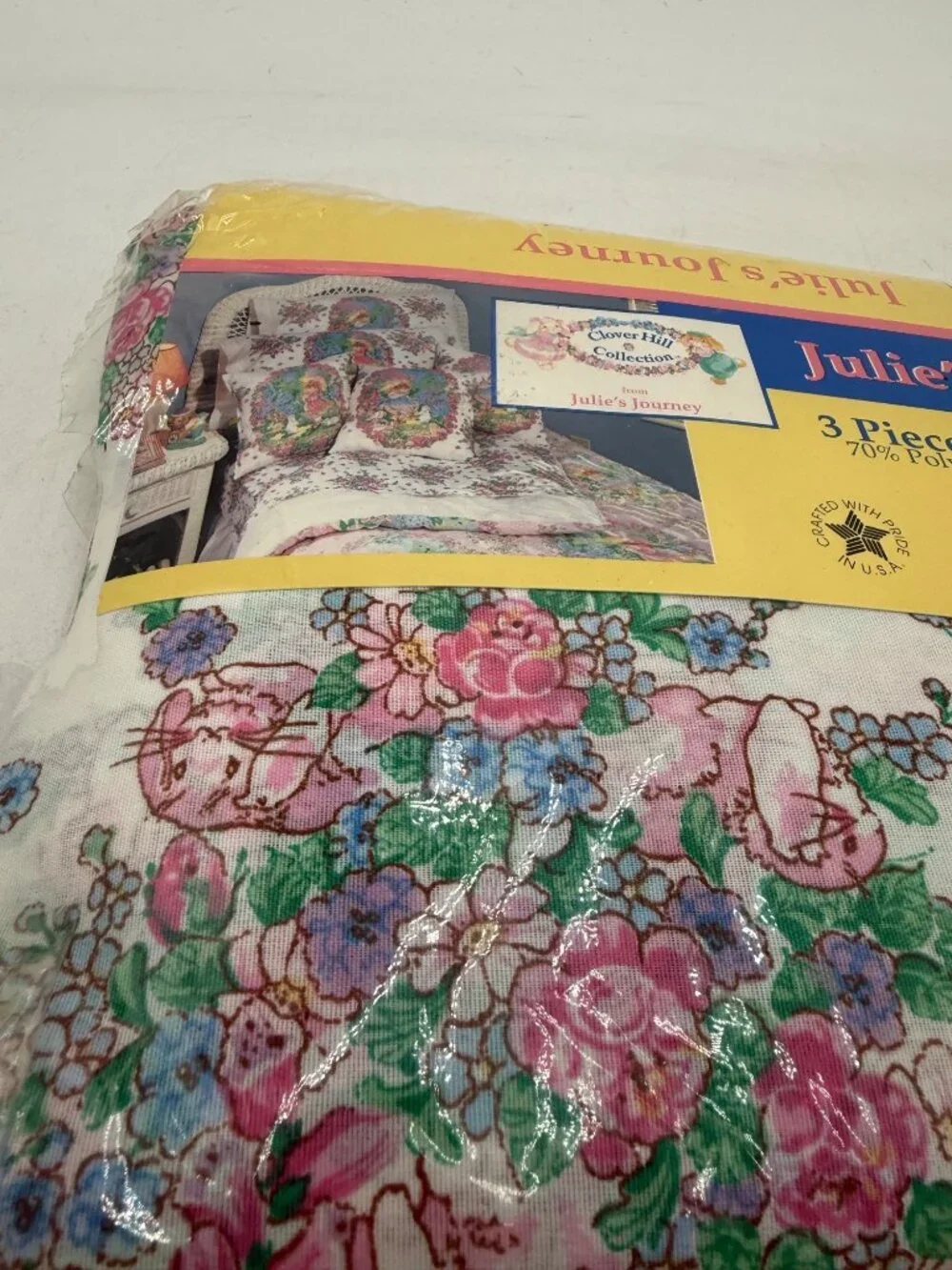 Vintage Julies Journey 3 Piece Twin Sheet Set Floral Print Made In USA